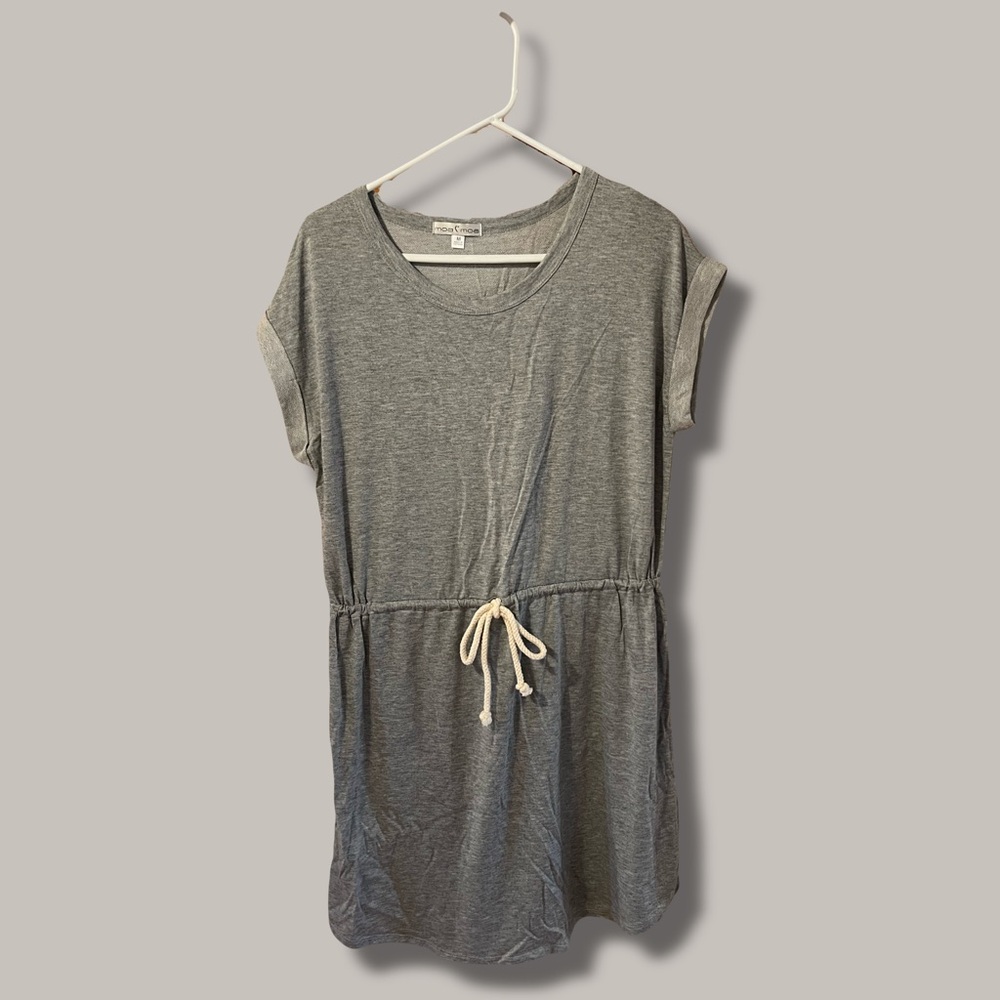 Moa Moa Casual Gray Drawstring Tie Dress